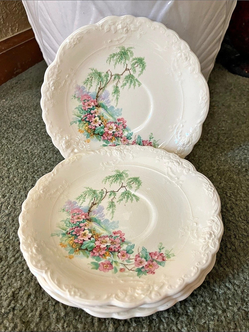 Vintage TST Taylor Smith Taylor Breath of Spring Set of 4 Saucers